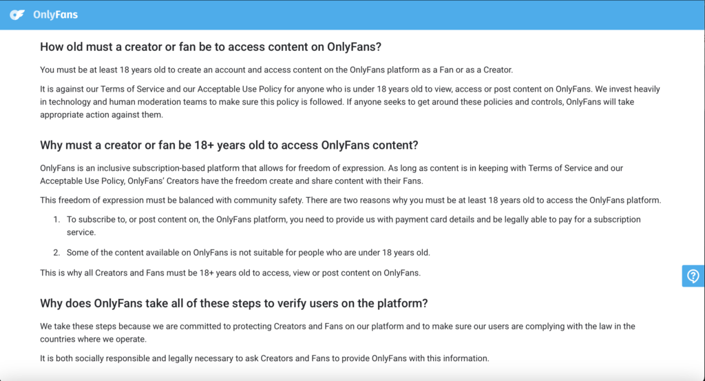 onlyfans age verification