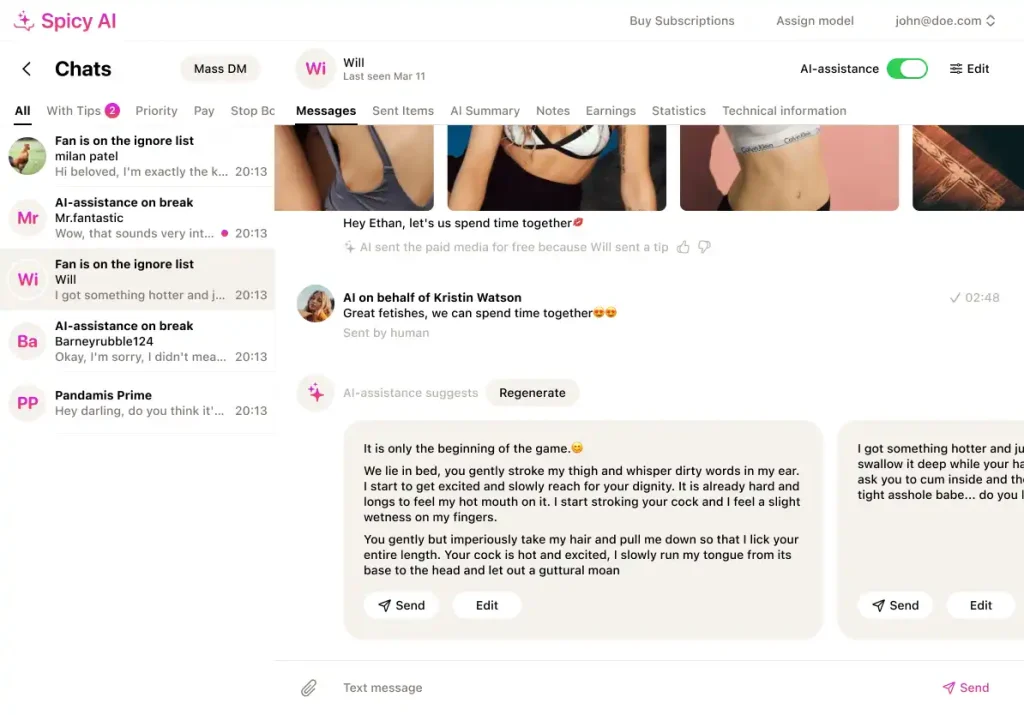 spicy ai assistant for onlyfans creators and agencies